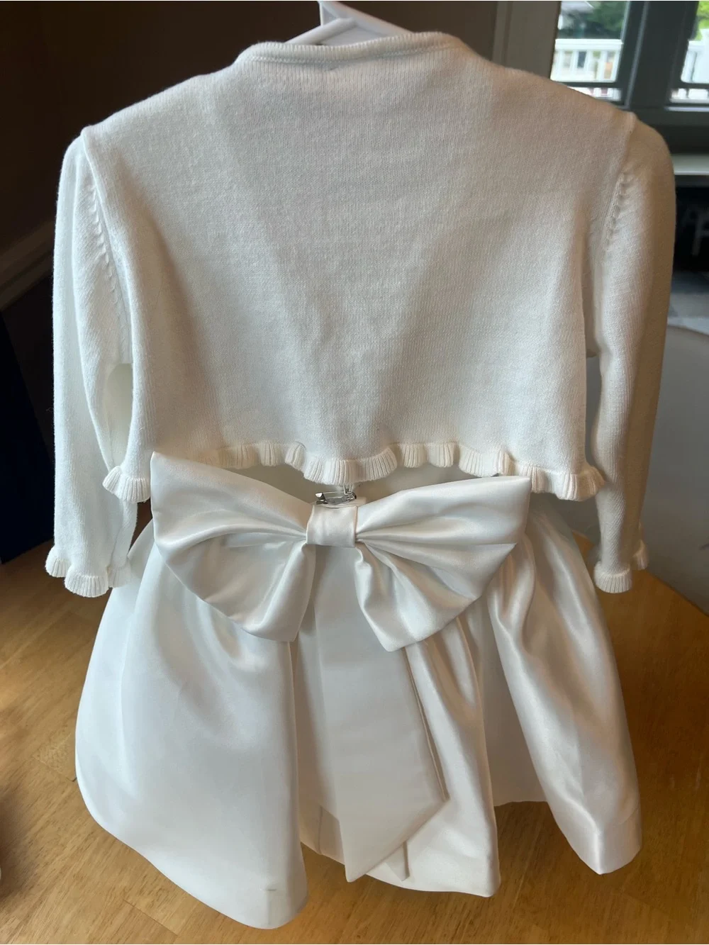 Ivory V-Neck Flower Girl or Baptism Dress